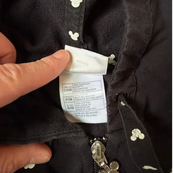 Disney Mickey Mouse Black Zip-Up Hoodie Dress Size S/M - Picture 3 of 6